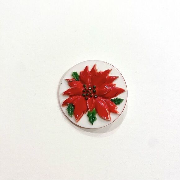 Vintage Hallmark Christmas Poinsettia Pin 1970's - Picture 1 of 3